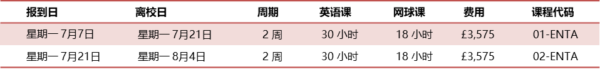 英语与网球夏令营